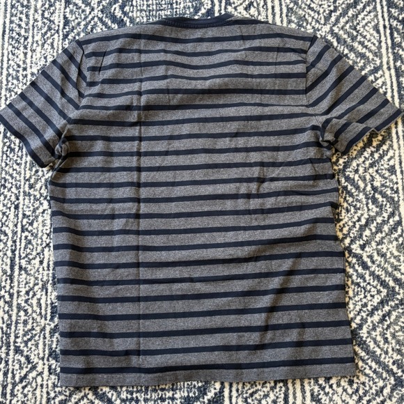 Everlane Ringer Striped T Shirt Mens Medium Crew Neck Gray Navy Blue Cotton - Picture 5 of 5